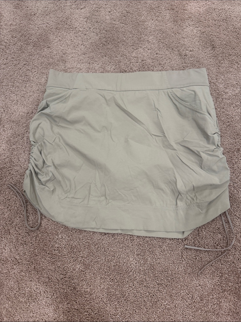 Women's Tan Athletic Skort with Side Drawstrings